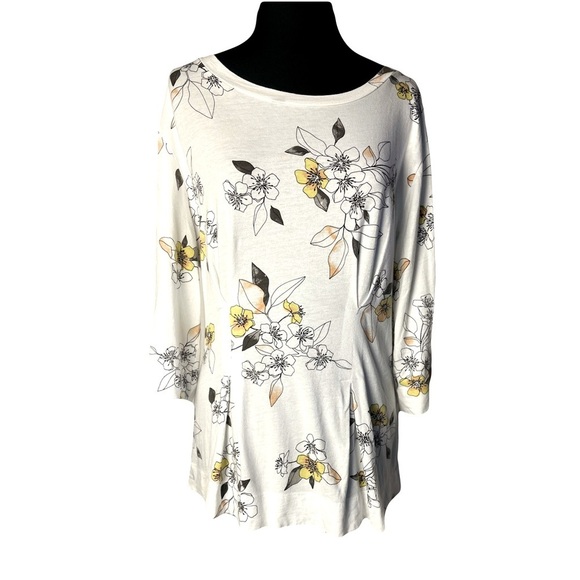 T.La Tops - Anthropologie T.La | Rooney White Floral Pleated Cotton Top, Large